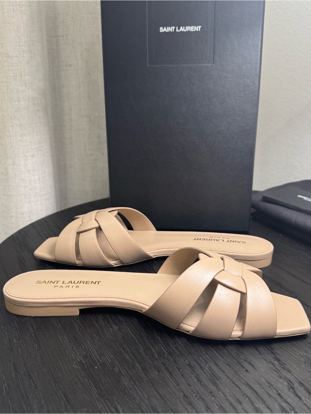 Saint Laurent YSL Tribute Nu Pieds Sandals Leather Nude 37.5 - Picture 5 of 9